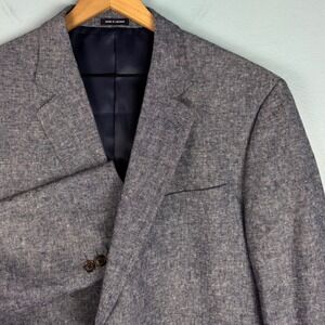 Stafford Mens 46R Blue Linen Blend Classic Fit Sport Coat Blazer Jacket 2 Button